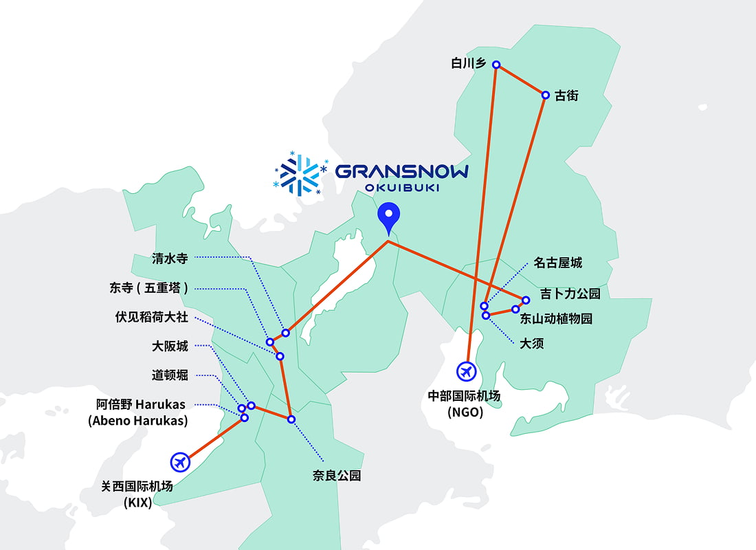 Chubu-Kansai course map.