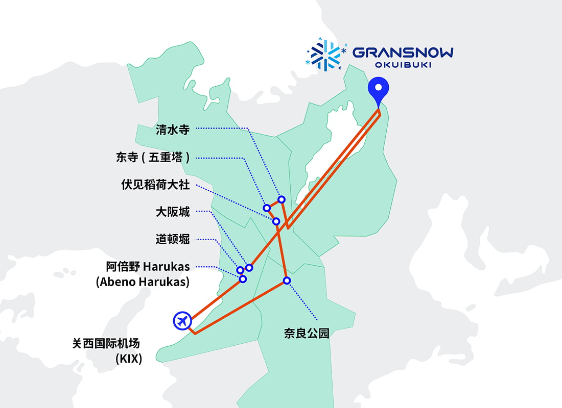 关西地区周游路线 map.